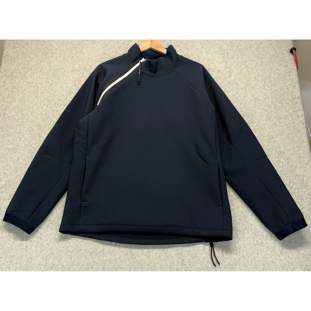 Nike Mens Pullover Jacket Navy Blue Mock Neck Zipper Long Sleeve Pockets Size L